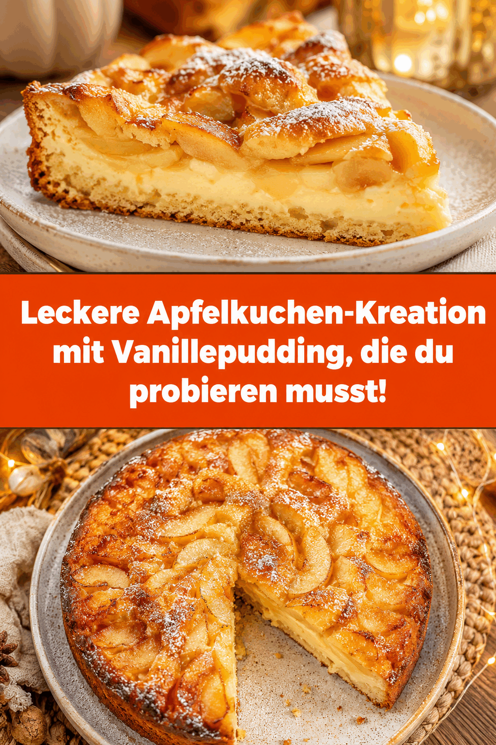 Leckere Apfelkuchen-Kreation mit Vanillepudding, die du probieren musst!