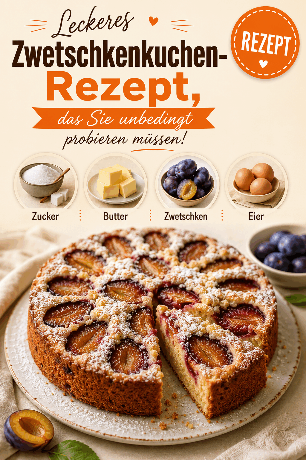 Leckeres Zwetschkenkuchen-Rezept, das Sie unbedingt probieren müssen!