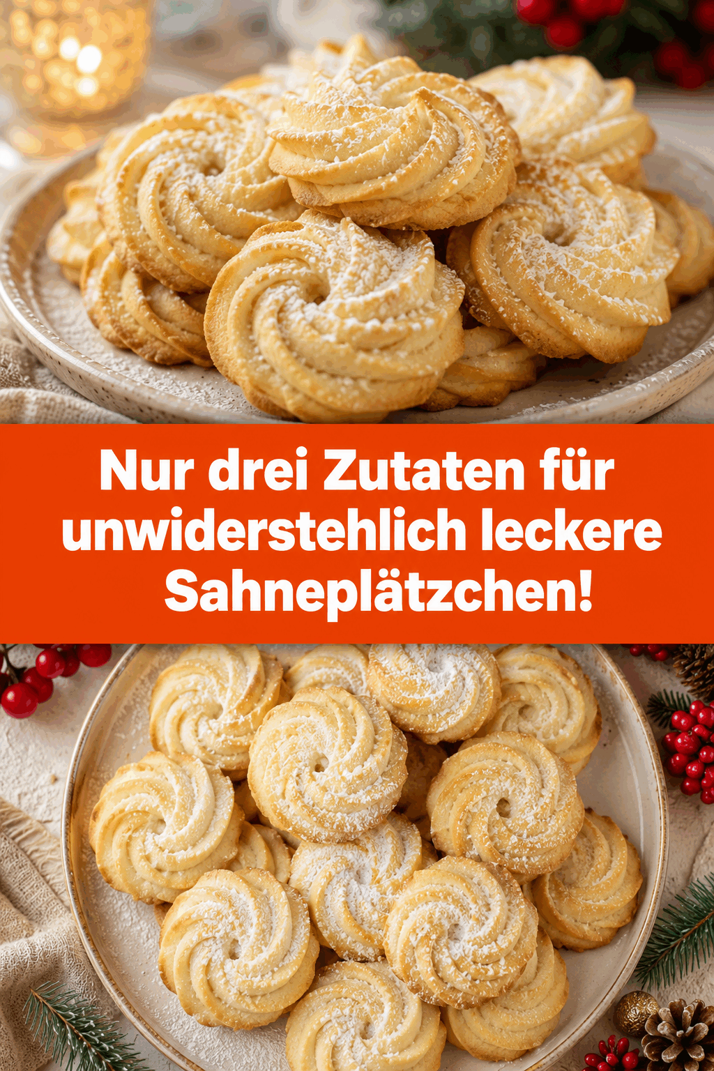 Nur drei Zutaten für unwiderstehlich leckere Sahneplätzchen!