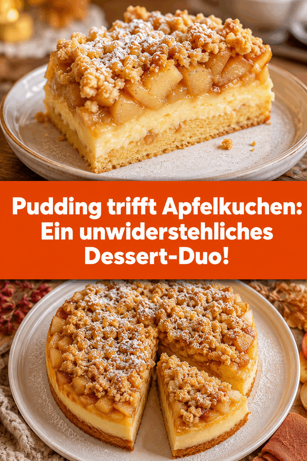 Pudding trifft Apfelkuchen: Ein unwiderstehliches Dessert-Duo!