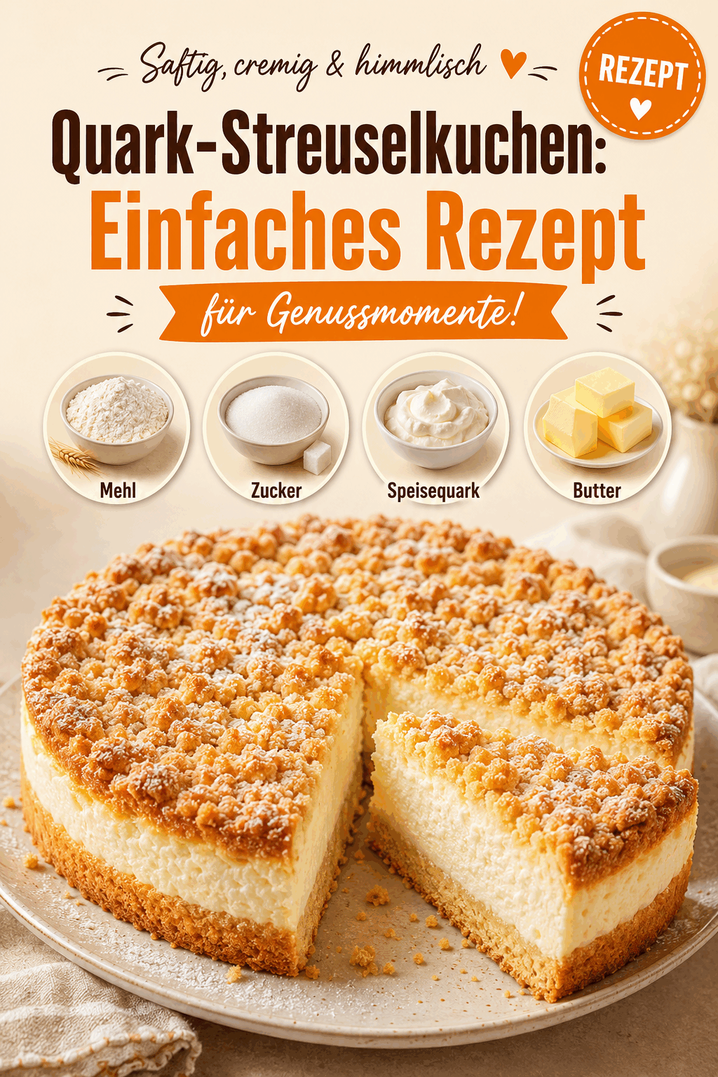 Quark-Streuselkuchen: Einfaches Rezept für Genussmomente!