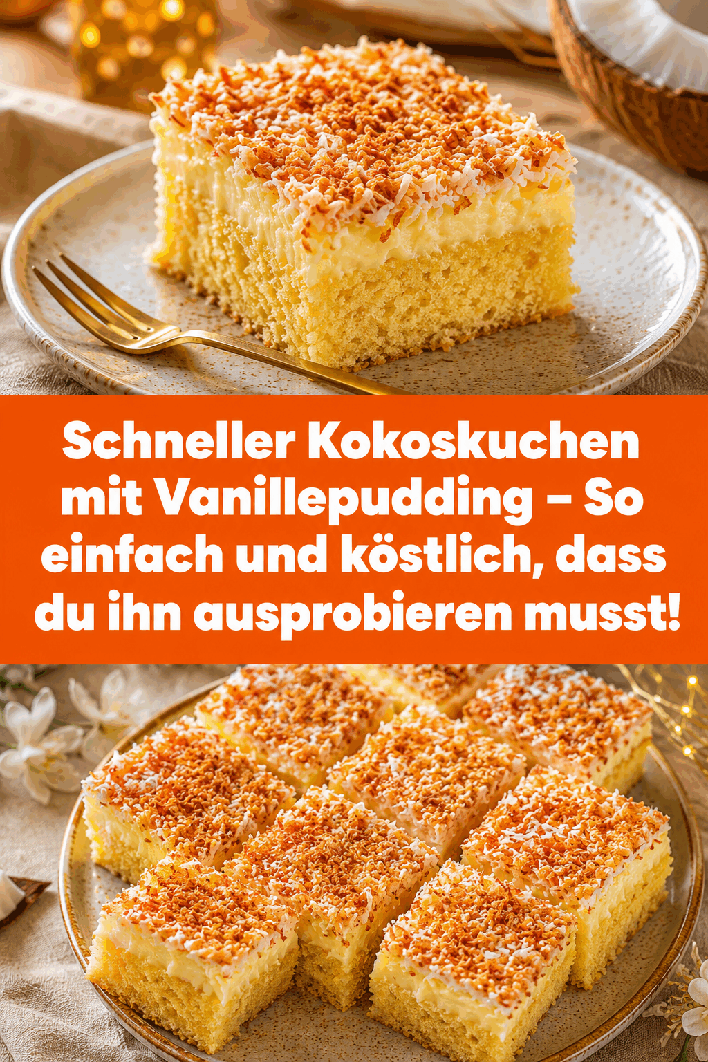 Schneller Kokoskuchen mit Vanillepudding – So einfach und köstlich, dass du ihn ausprobieren musst!
