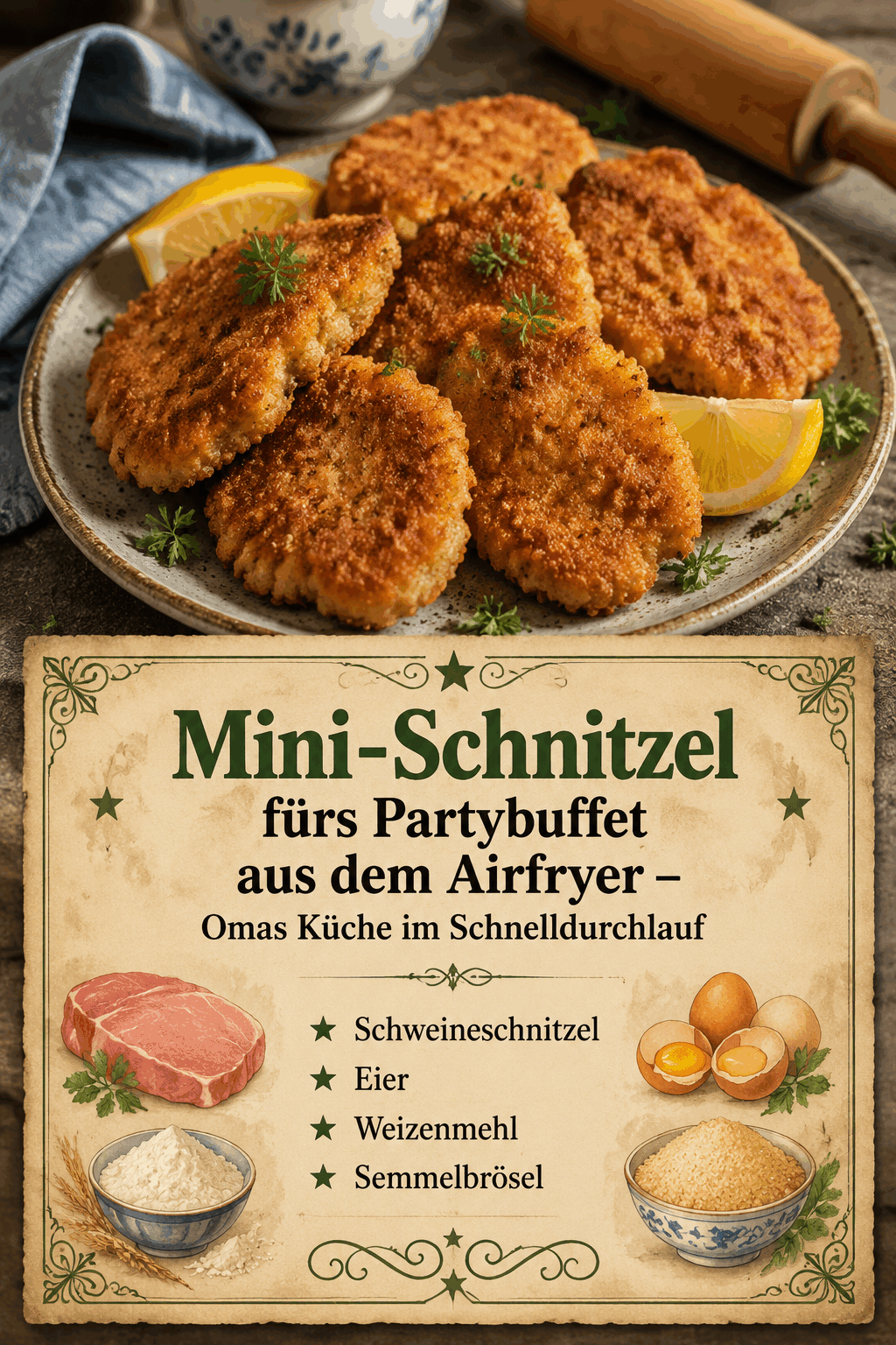 Mini-Schnitzel fürs Partybuffet aus dem Airfryer – Omas Küche im Schnelldurchlauf