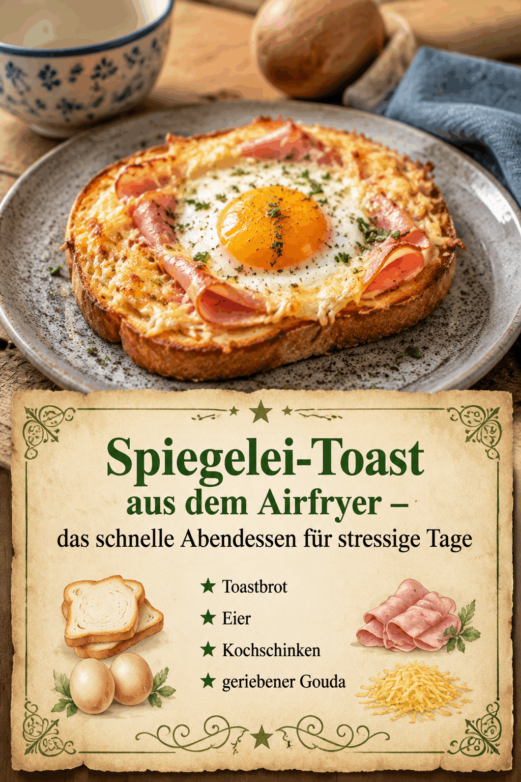Spiegelei-Toast aus dem Airfryer – das schnelle Abendessen für stressige Tage