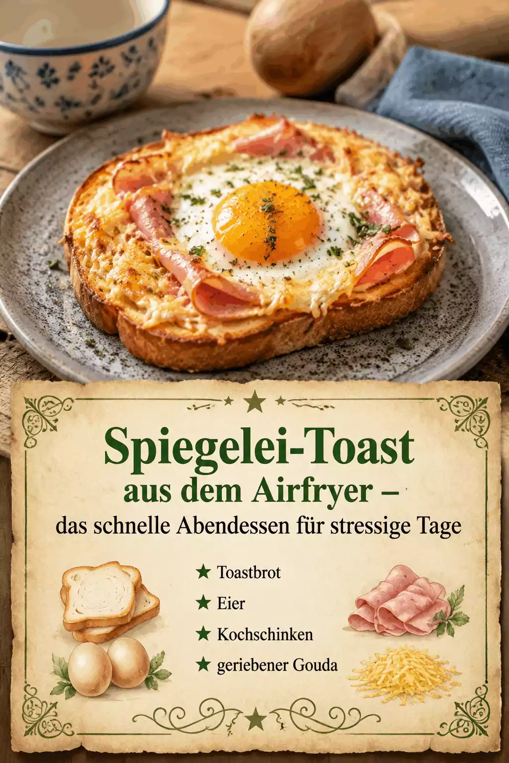 - Toastbrot - Eier - Kochschinken - geriebener Gouda