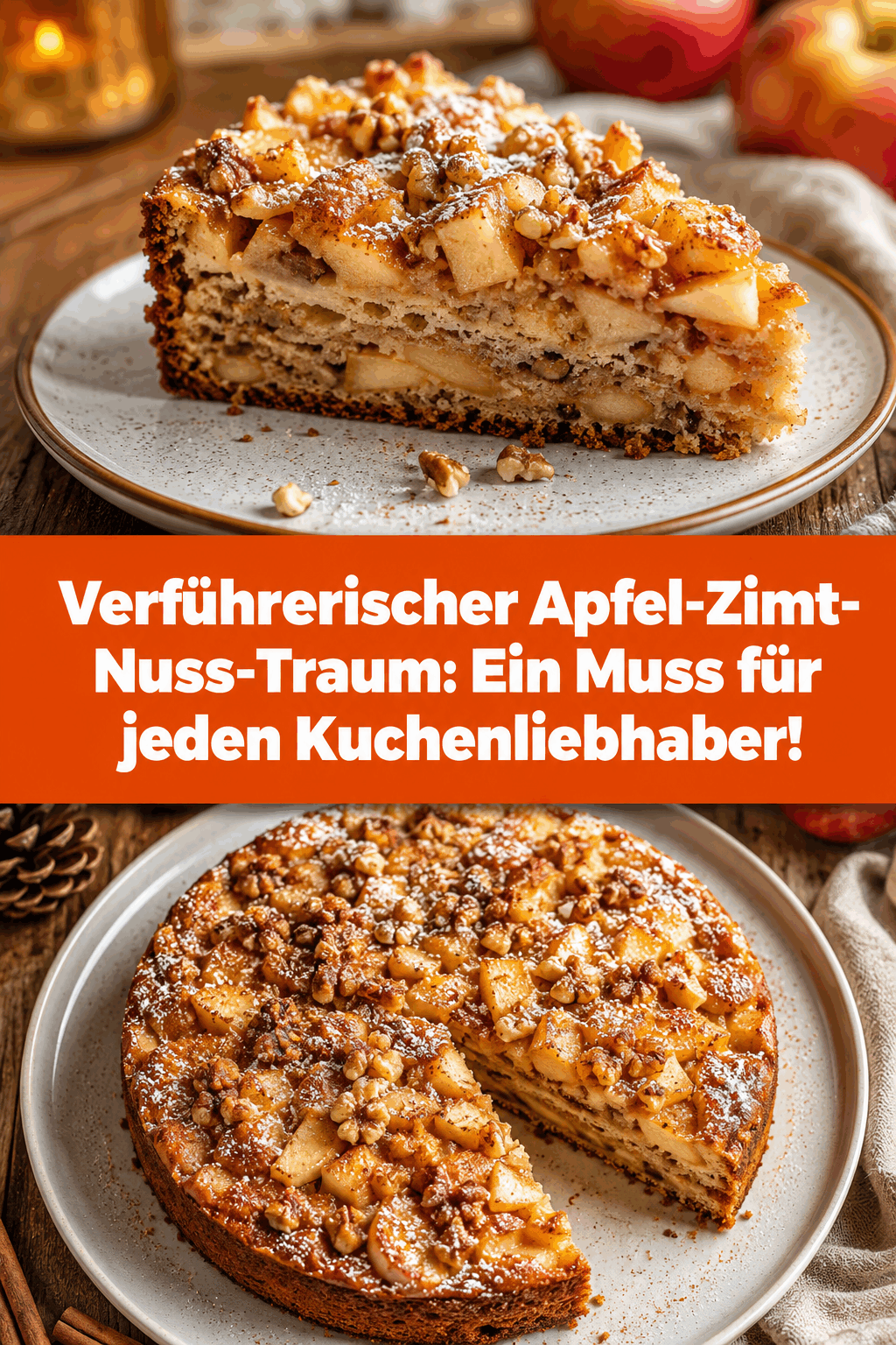 Verführerischer Apfel-Zimt-Nuss-Traum: Ein Muss für jeden Kuchenliebhaber!