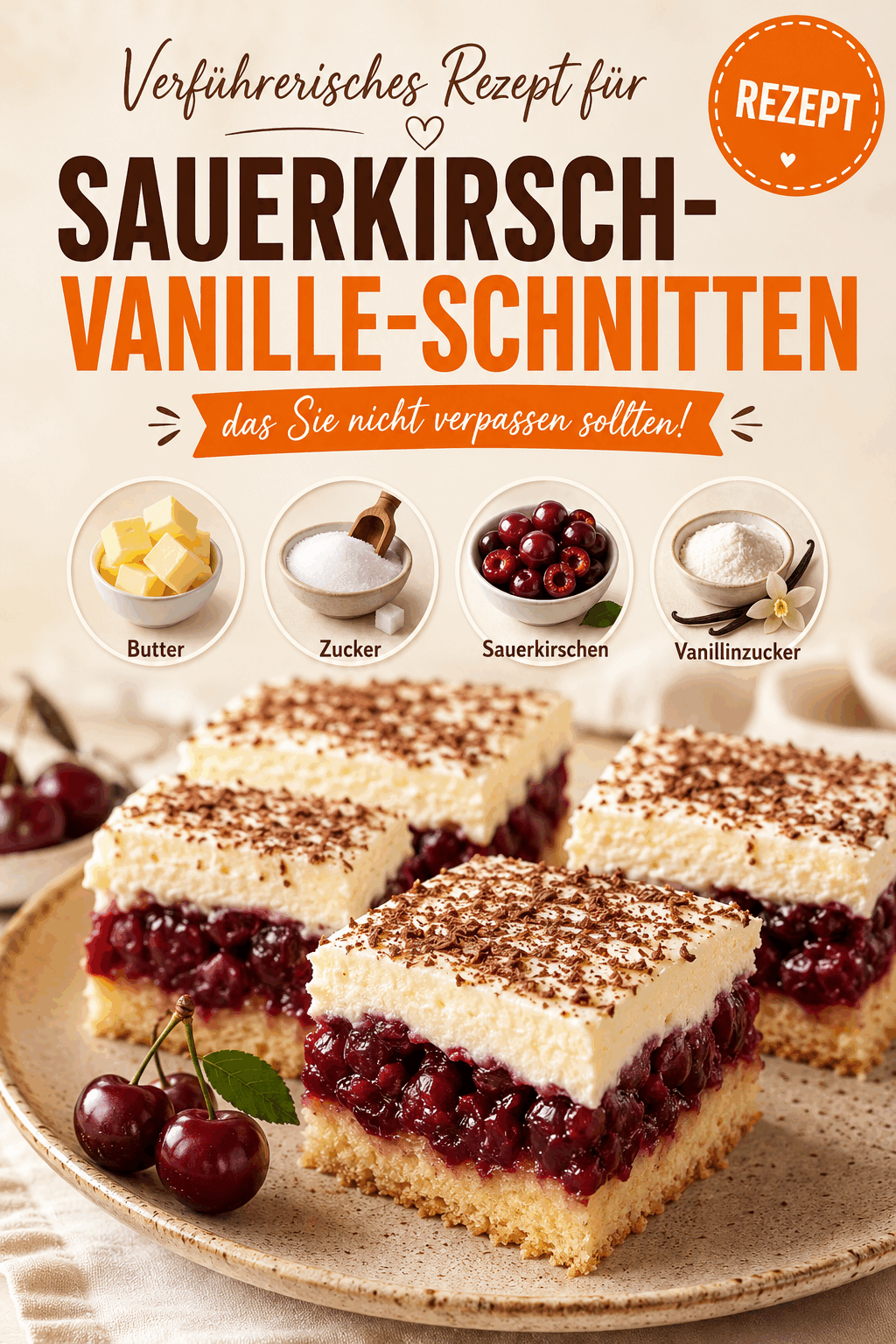 Verführerisches Rezept für Sauerkirsch-Vanille-Schnitten, das Sie nicht verpassen sollten!