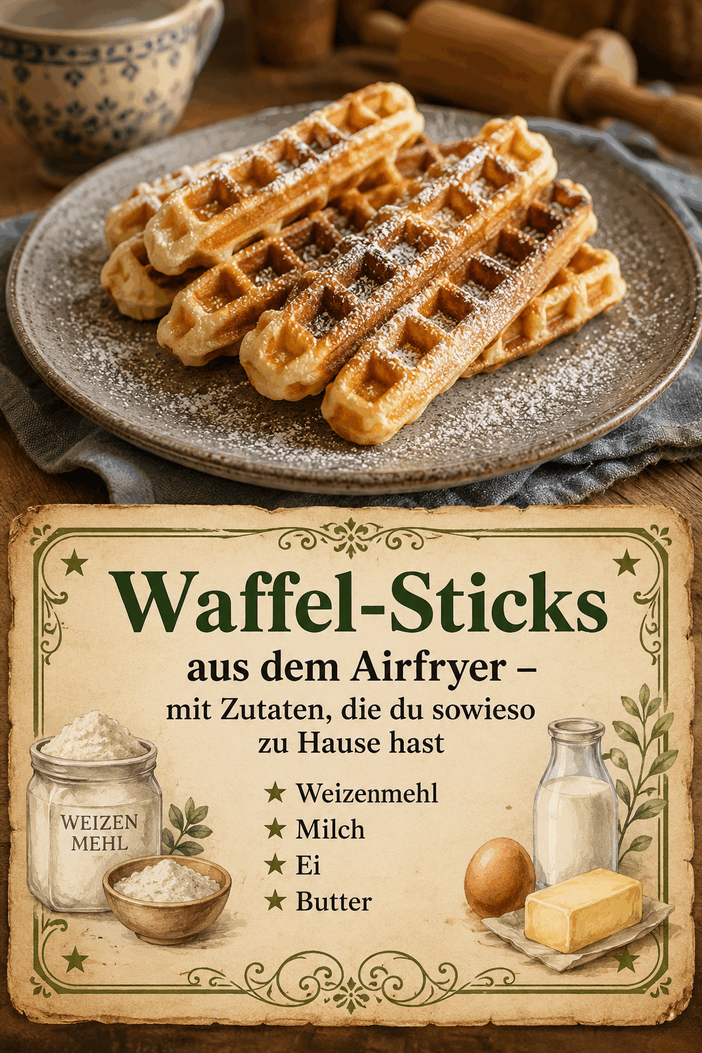 Weizenmehl, Milch, Ei, Butter
