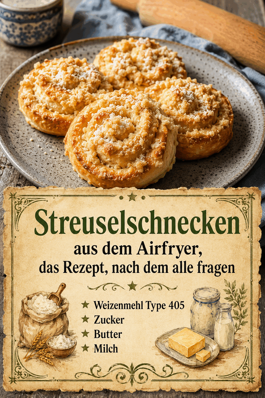 Weizenmehl Type 405 Zucker Butter Milch