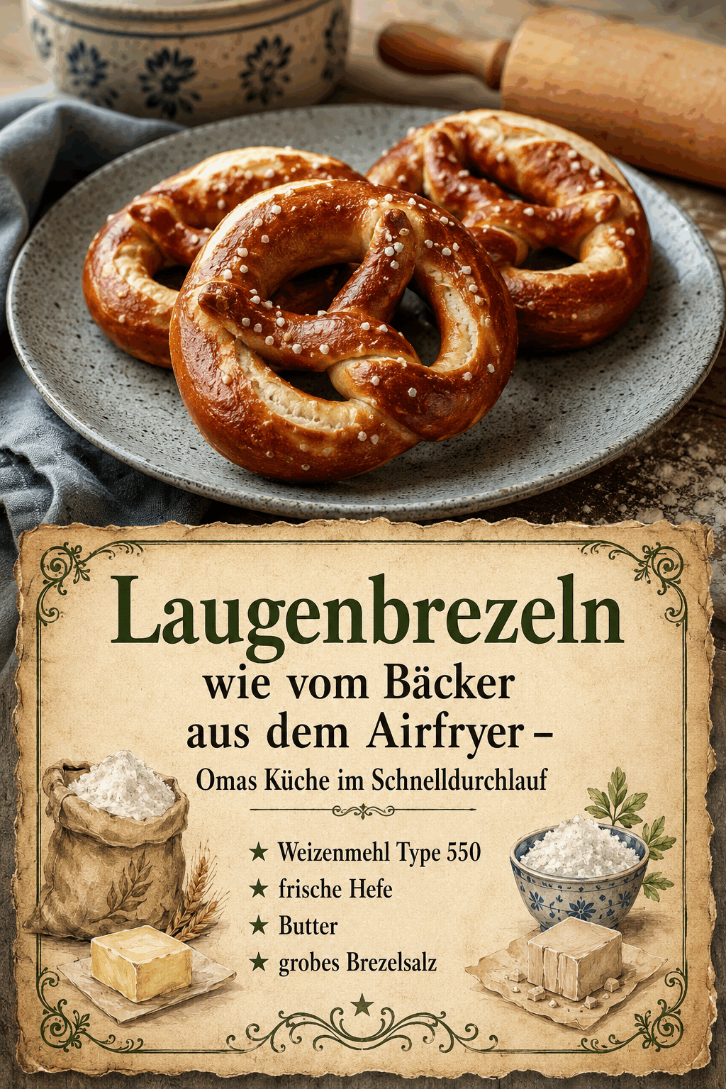 Laugenbrezeln wie vom Bäcker aus dem Airfryer – Omas Küche im Schnelldurchlauf