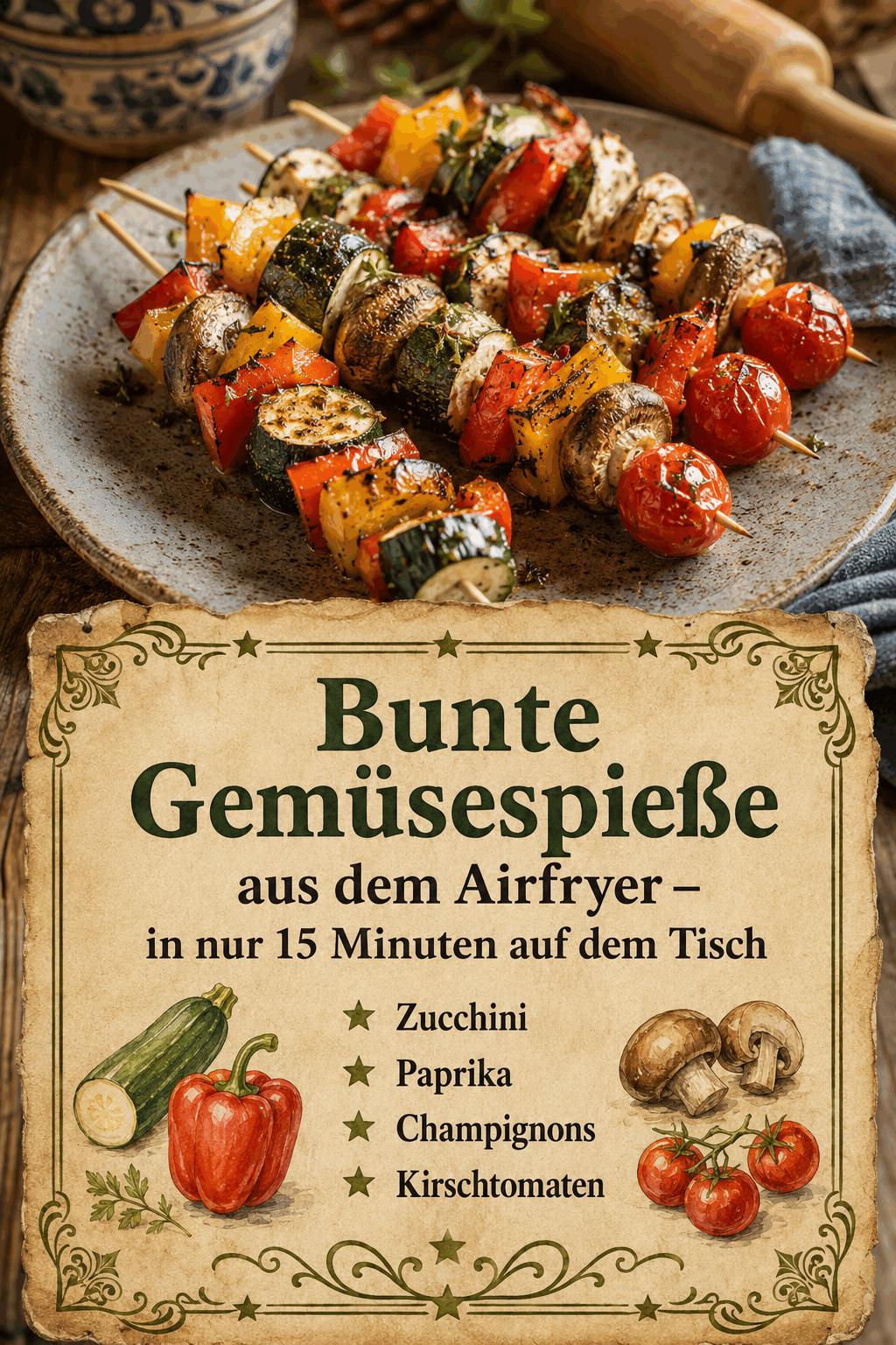 Zucchini, Paprika, Champignons, Kirschtomaten