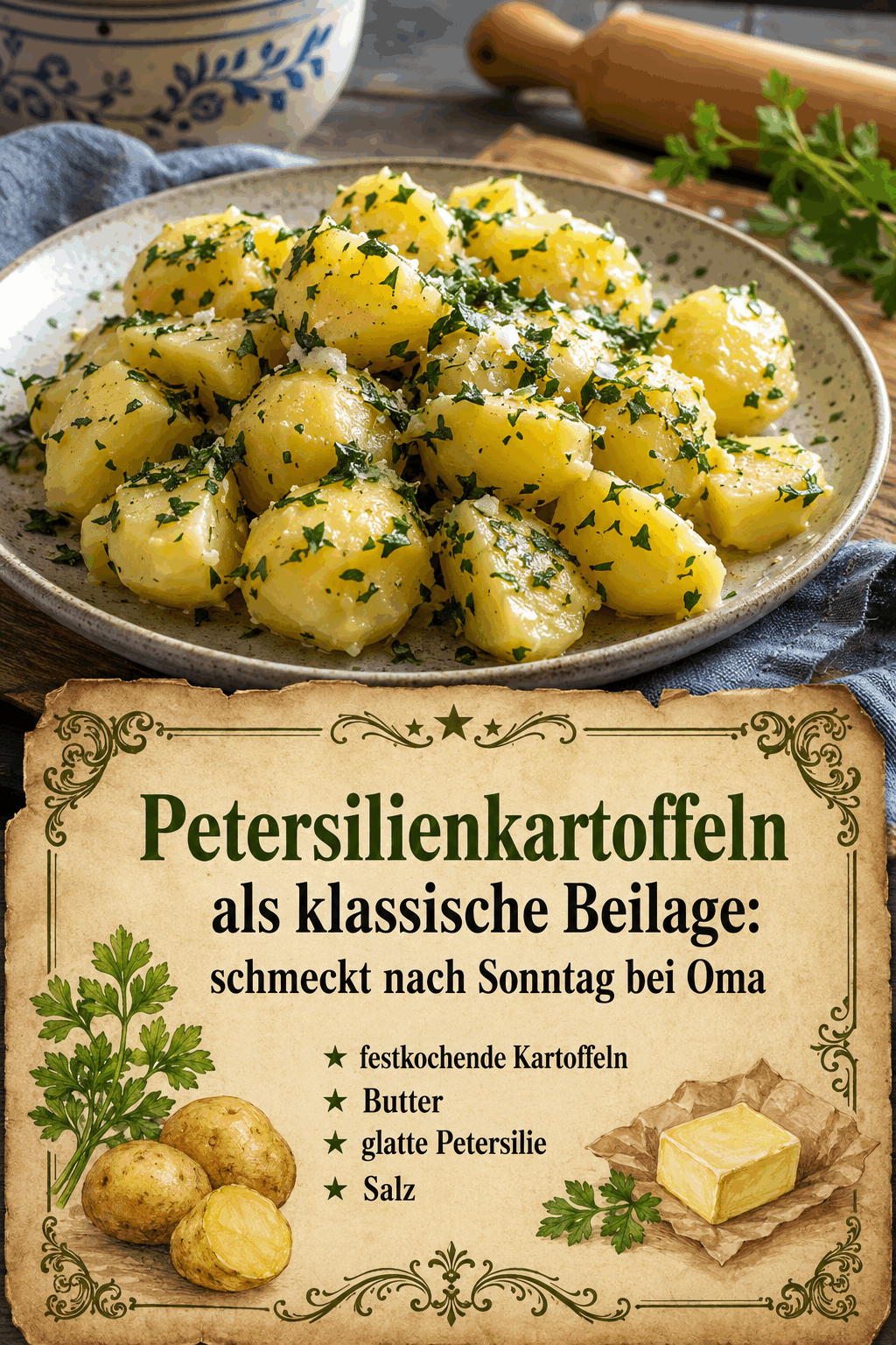 Petersilienkartoffeln als klassische Beilage: schmeckt nach Sonntag bei Oma