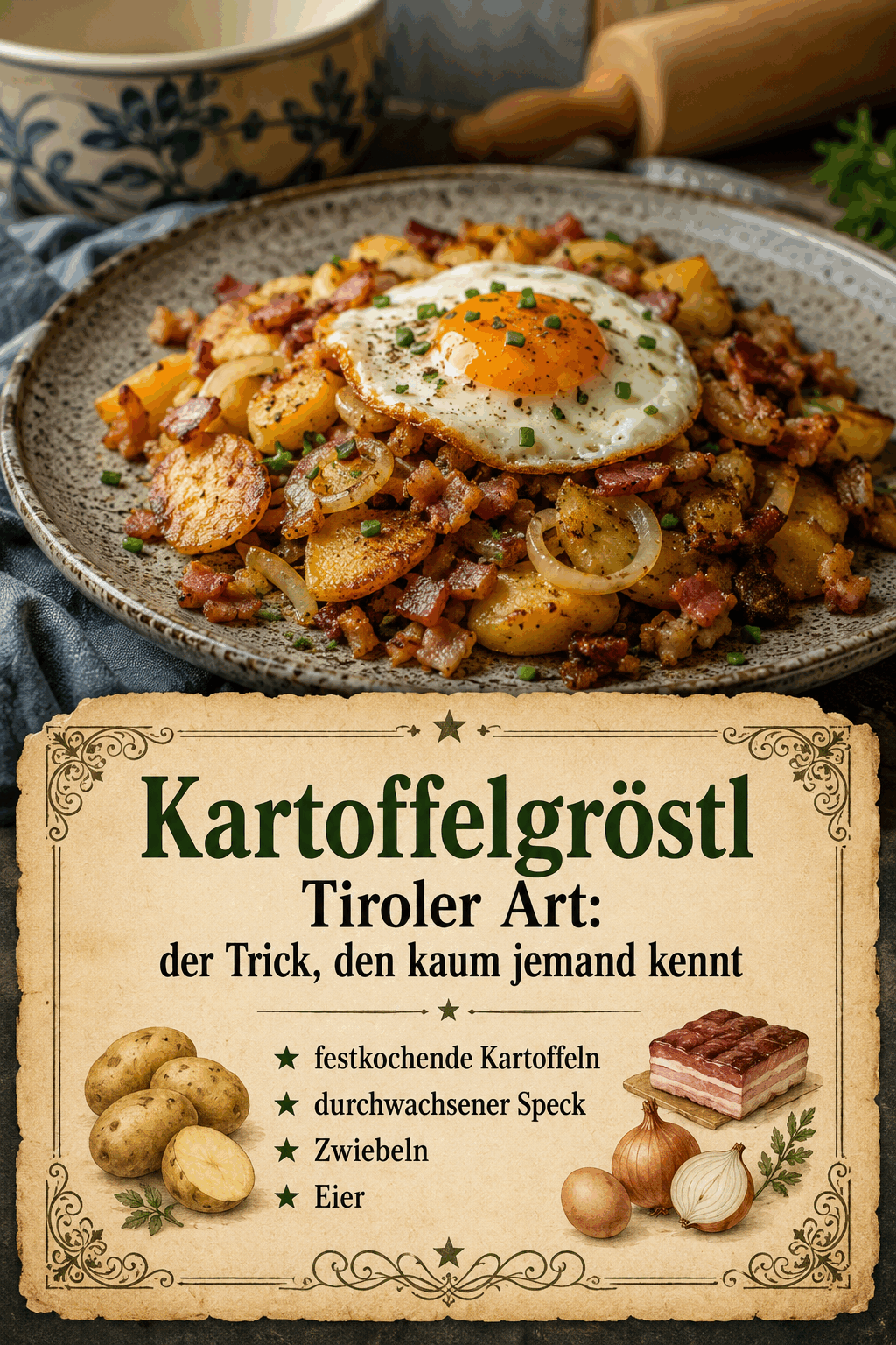 Kartoffelgröstl Tiroler Art: der Trick, den kaum jemand kennt