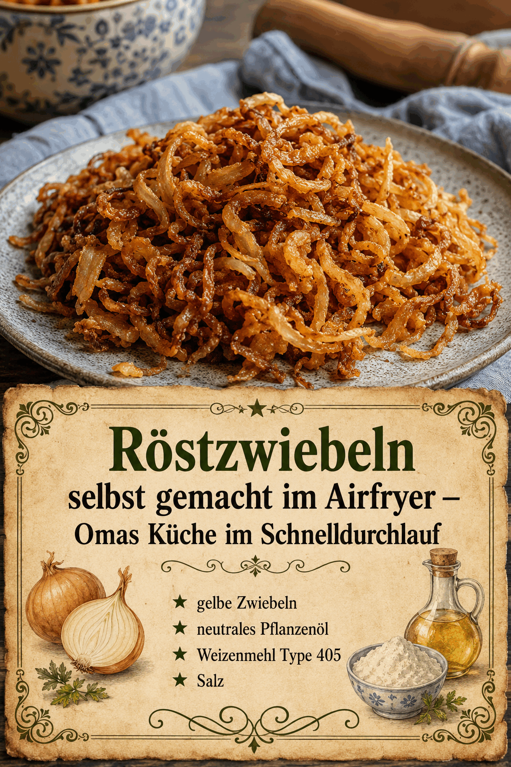 Röstzwiebeln selbst gemacht im Airfryer – Omas Küche im Schnelldurchlauf