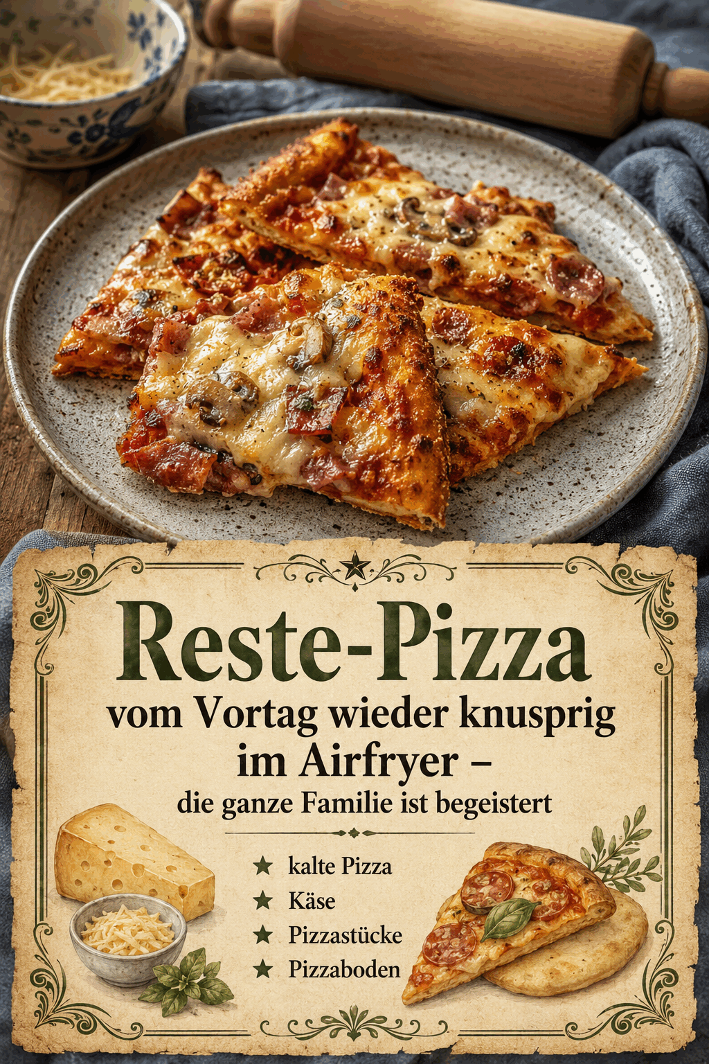 Reste-Pizza vom Vortag wieder knusprig im Airfryer – die ganze Familie ist begeistert