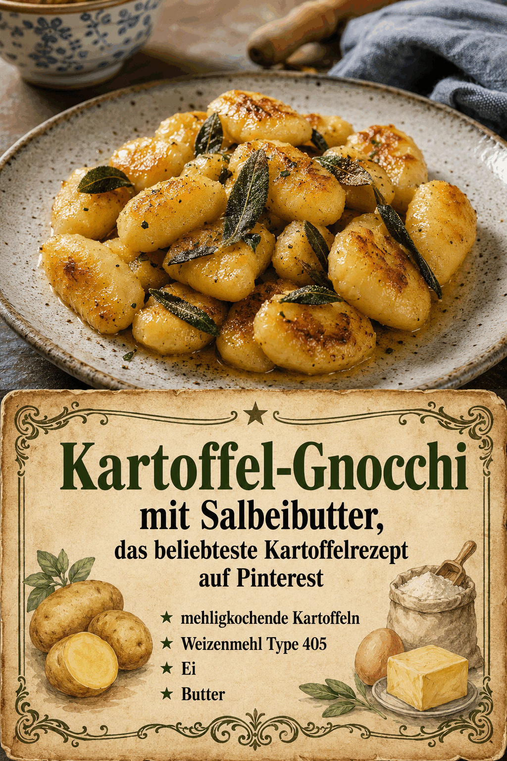 Kartoffel-Gnocchi mit Salbeibutter, das beliebteste Kartoffelrezept auf Pinterest