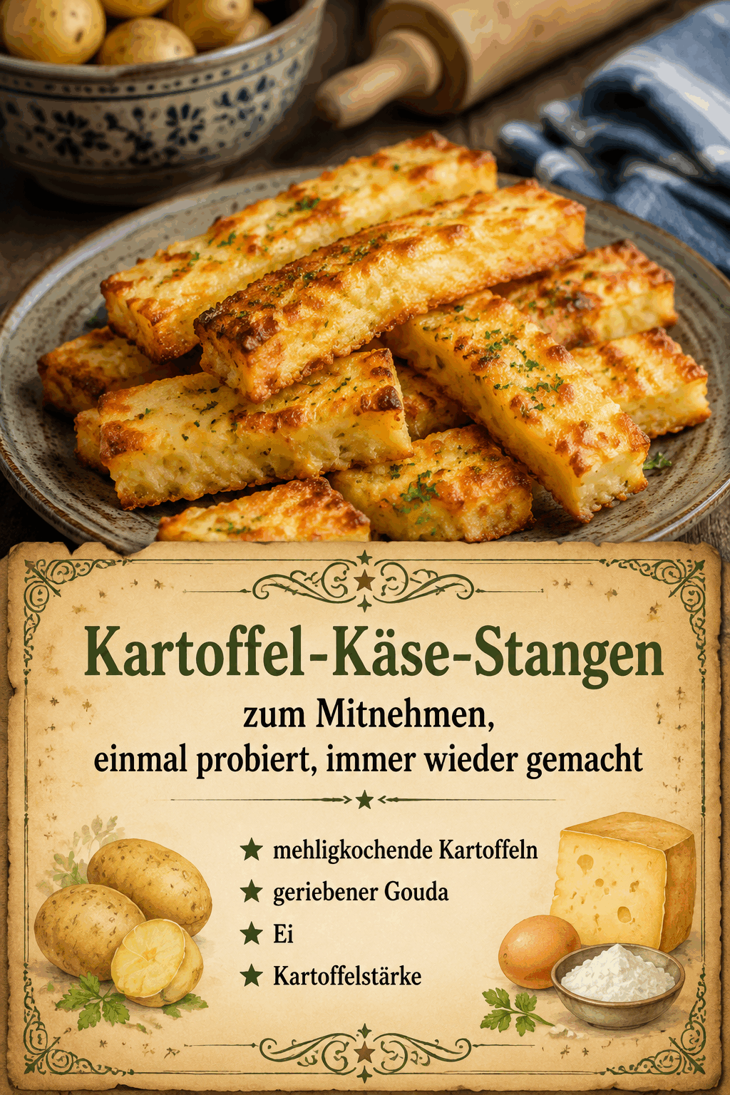 Kartoffel-Käse-Stangen zum Mitnehmen, einmal probiert, immer wieder gemacht