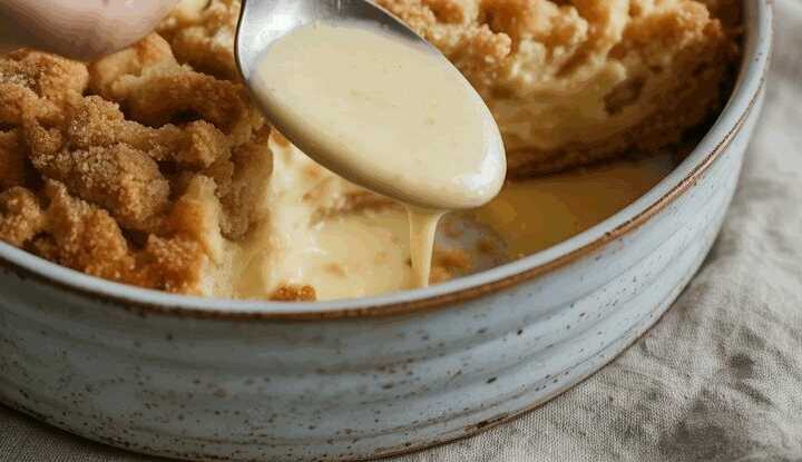 15 Minuten Streuselkuchen mit Vanillepudding ohne Schnickschnack!
