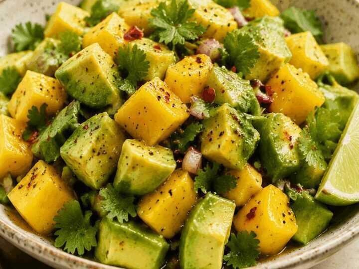 15-Minuten Avocado-Mango-Salat mit würzigem Limetten-Dressing – Ein schneller Genuss!