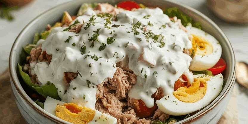 2x in der letzten Woche gemacht, Thunfischsalat mit Ei und Joghurt!