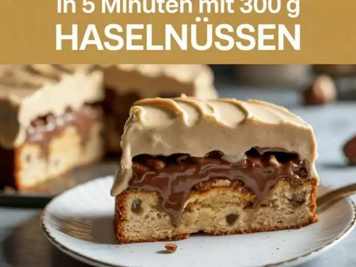 “Dreh dich um Kuchen” in 5 Minuten mit 300 g Haselnüssen