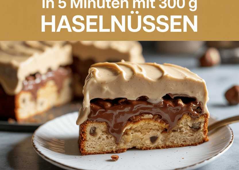 “Dreh dich um Kuchen” in 5 Minuten mit 300 g Haselnüssen