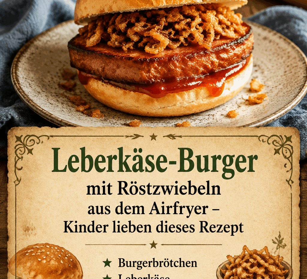 Leberkäse-Burger mit Röstzwiebeln aus dem Airfryer – Kinder lieben dieses Rezept