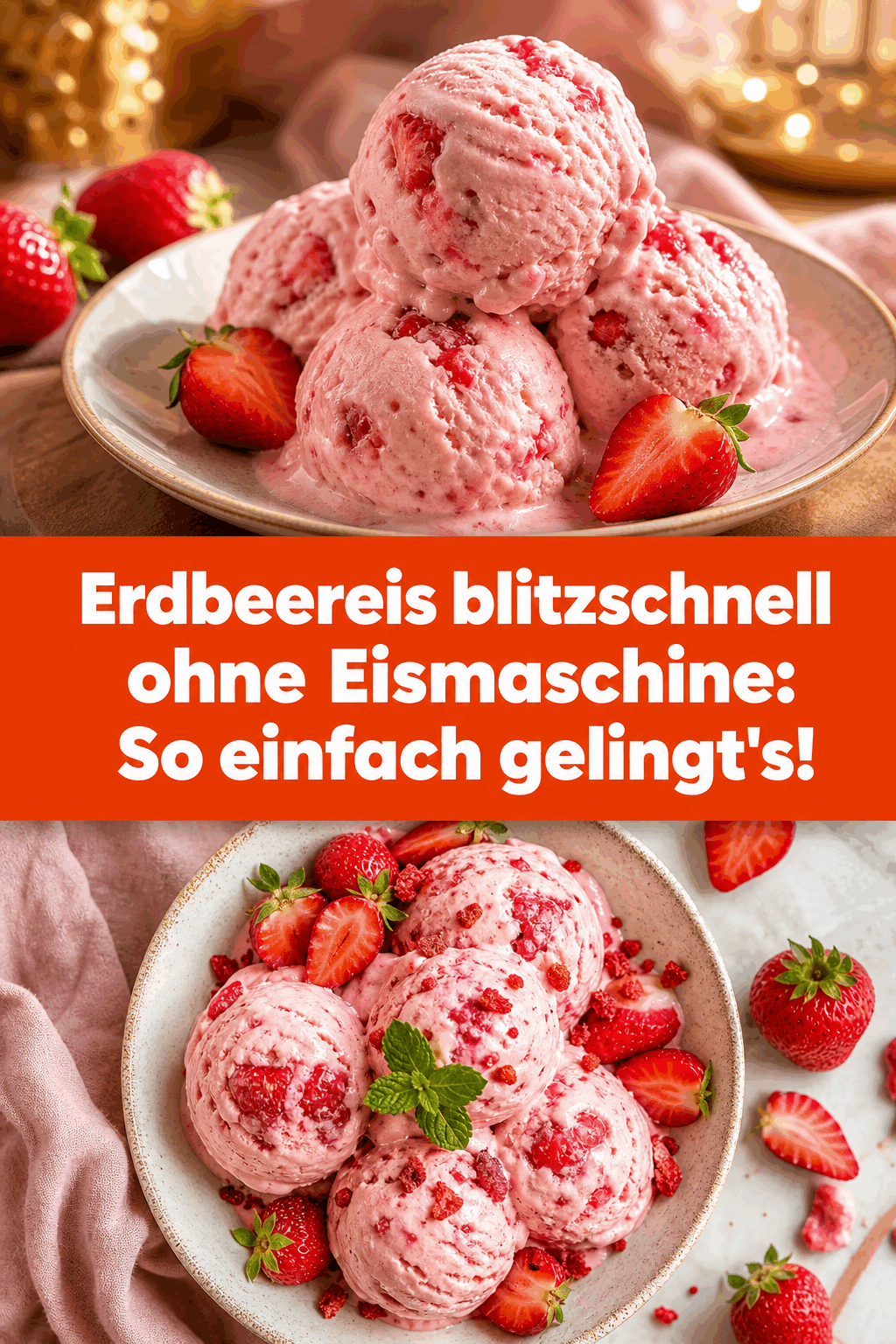 Erdbeereis blitzschnell ohne Eismaschine: So einfach gelingt’s!