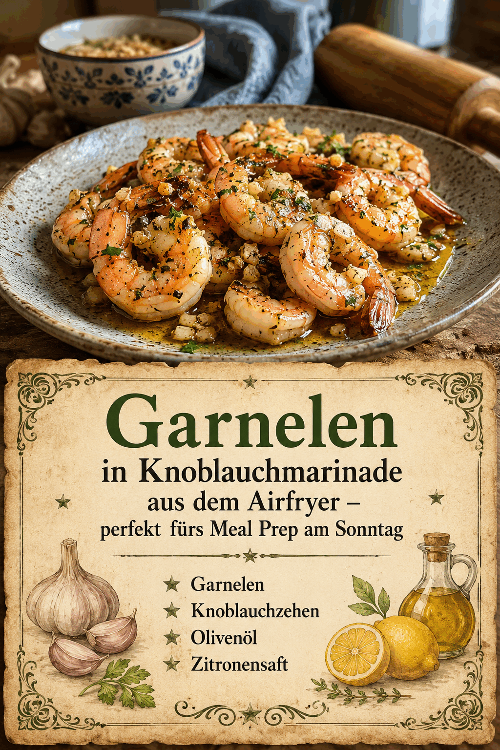 Garnelen in Knoblauchmarinade aus dem Airfryer – perfekt fürs Meal Prep am Sonntag