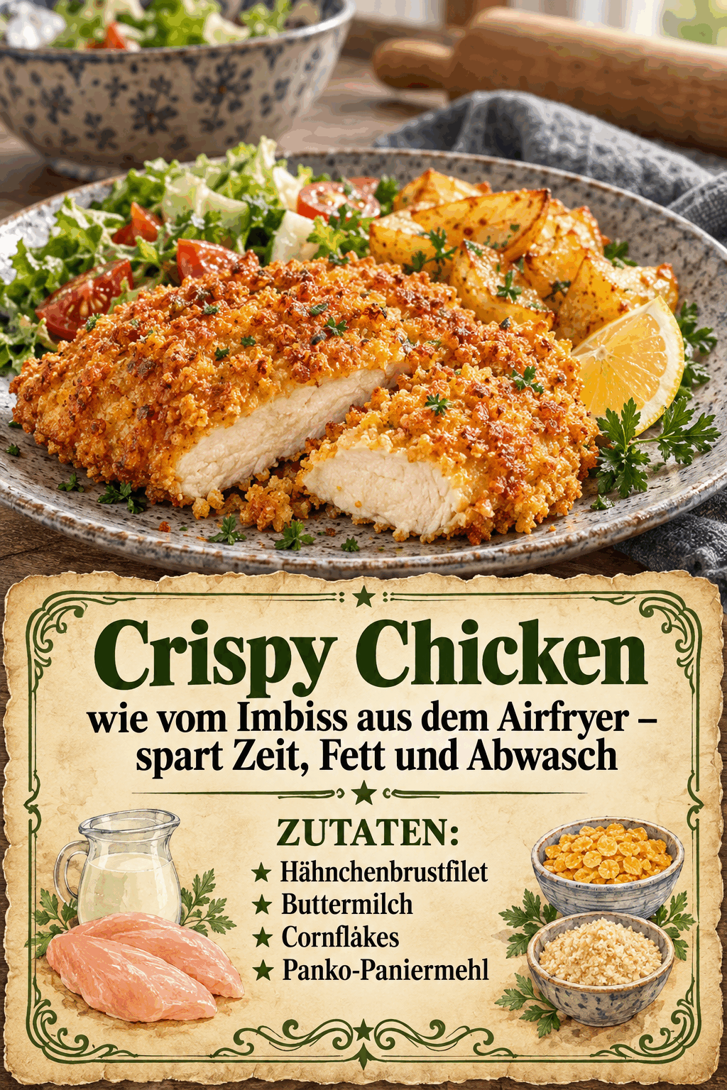 Crispy Chicken wie vom Imbiss aus dem Airfryer – spart Zeit, Fett und Abwasch