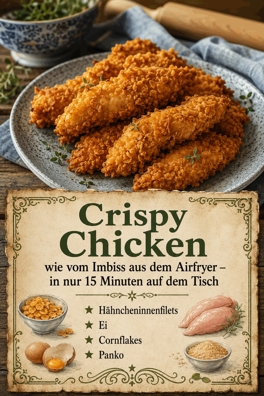 Crispy Chicken wie vom Imbiss aus dem Airfryer – in nur 15 Minuten auf dem Tisch