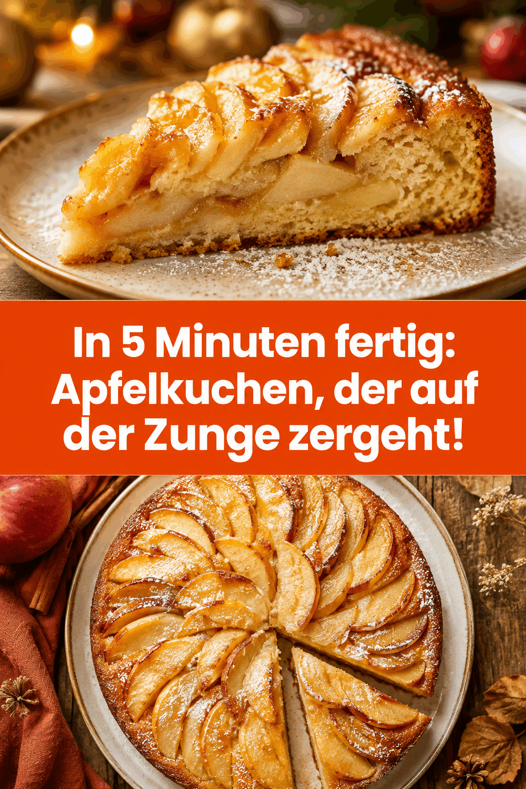 In 5 Minuten fertig: Apfelkuchen, der auf der Zunge zergeht!