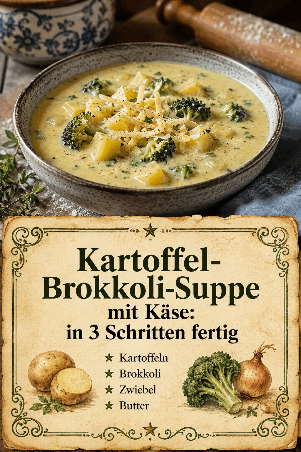 Kartoffeln Brokkoli Zwiebel Butter