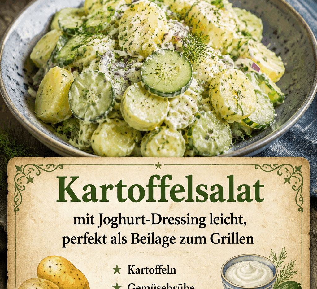 Kartoffelsalat mit Joghurt-Dressing leicht, perfekt als Beilage zum Grillen