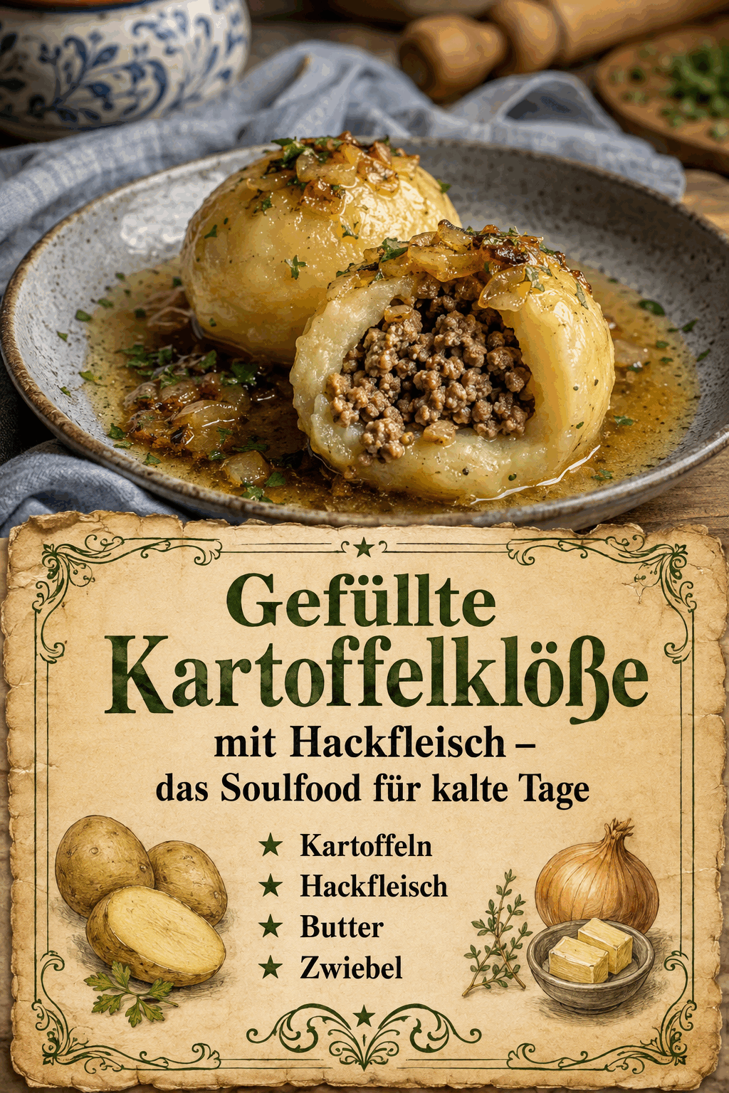 Kartoffeln Hackfleisch Butter Zwiebel