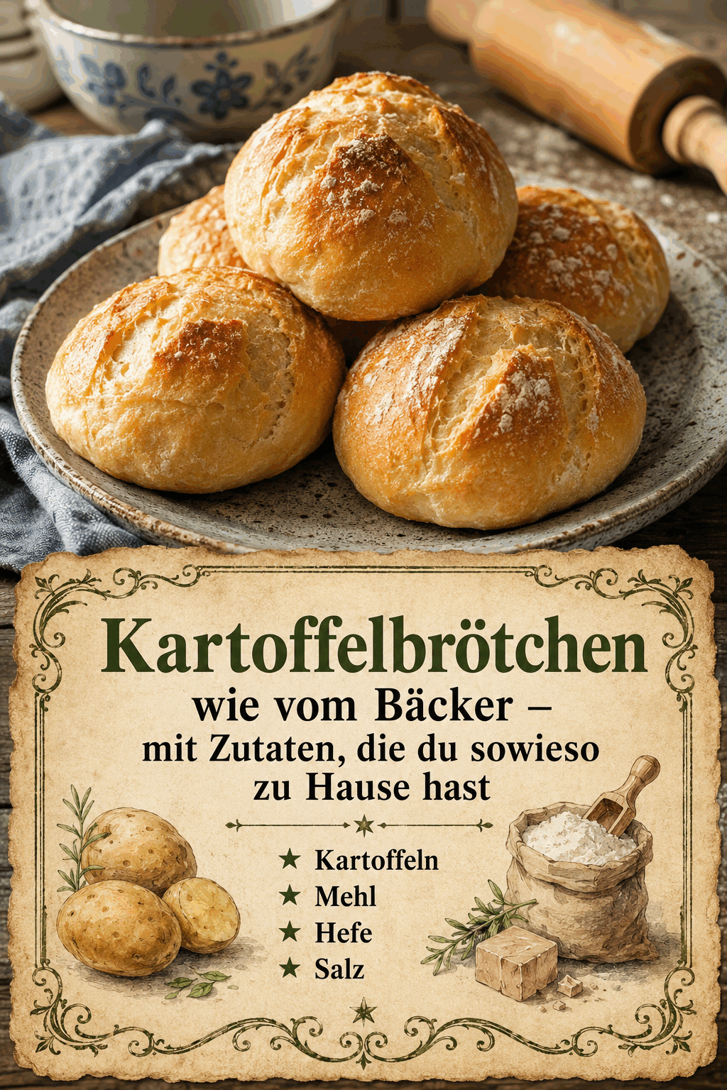 Kartoffelbrötchen wie vom Bäcker – mit Zutaten, die du sowieso zu Hause hast