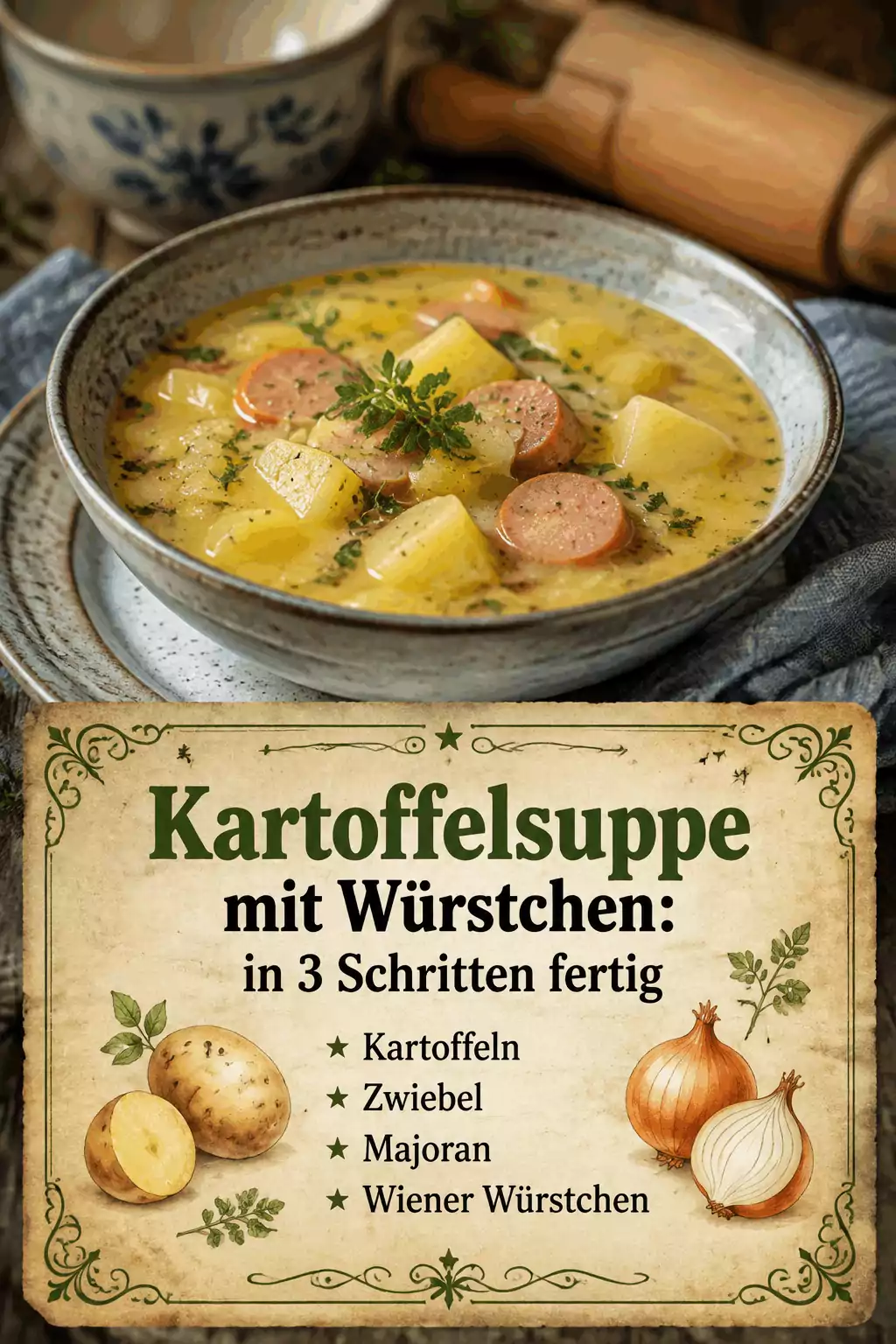 Kartoffelsuppe mit Würstchen: in 3 Schritten fertig