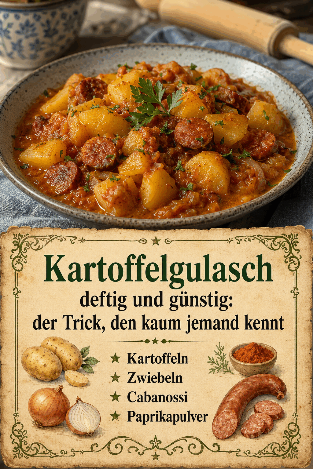 Kartoffeln Zwiebeln Cabanossi Paprikapulver
