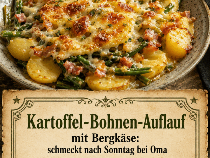 Kartoffel-Bohnen-Auflauf mit Bergkäse: schmeckt nach Sonntag bei Oma
