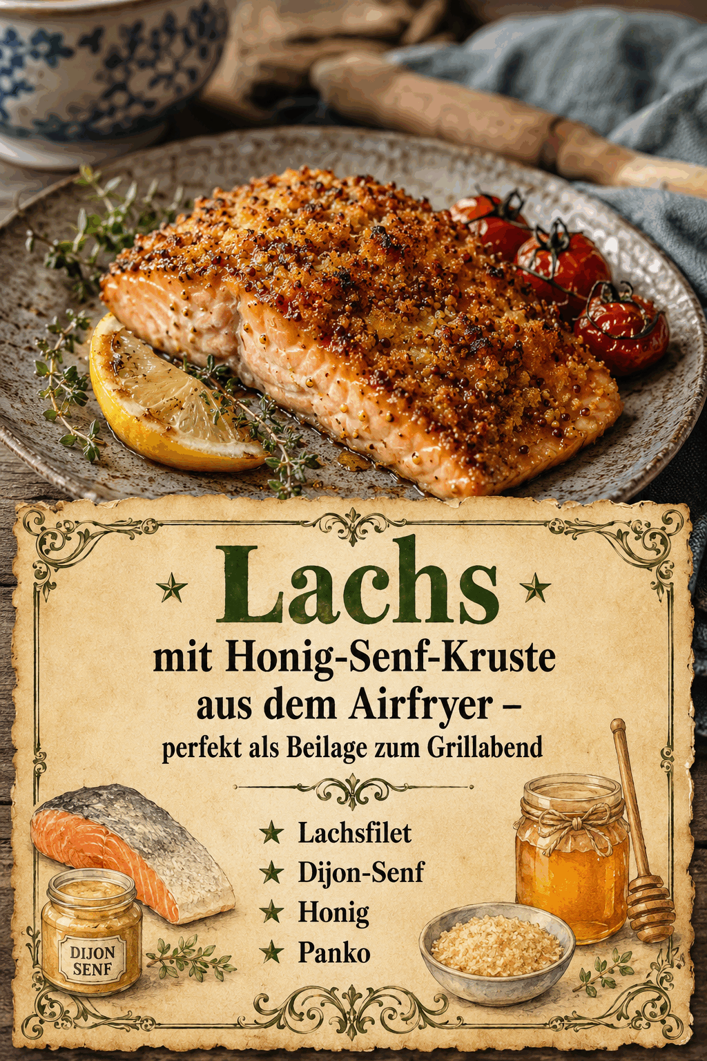 Lachsfilet Dijon-Senf Honig Panko