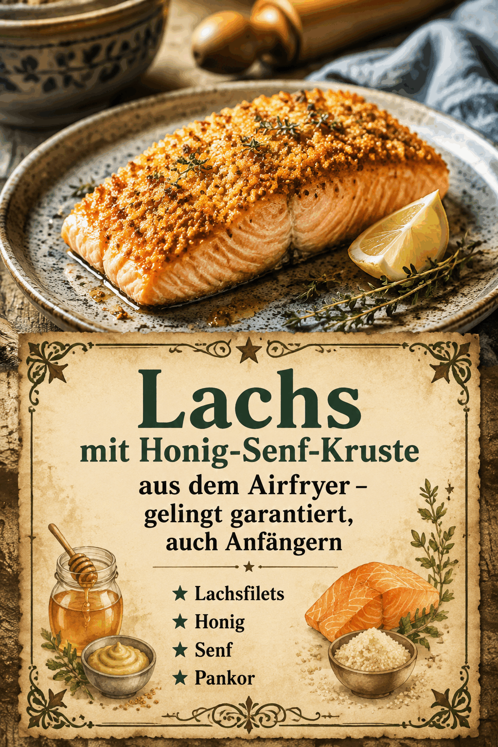 - Lachsfilets - Honig - Senf - Panko