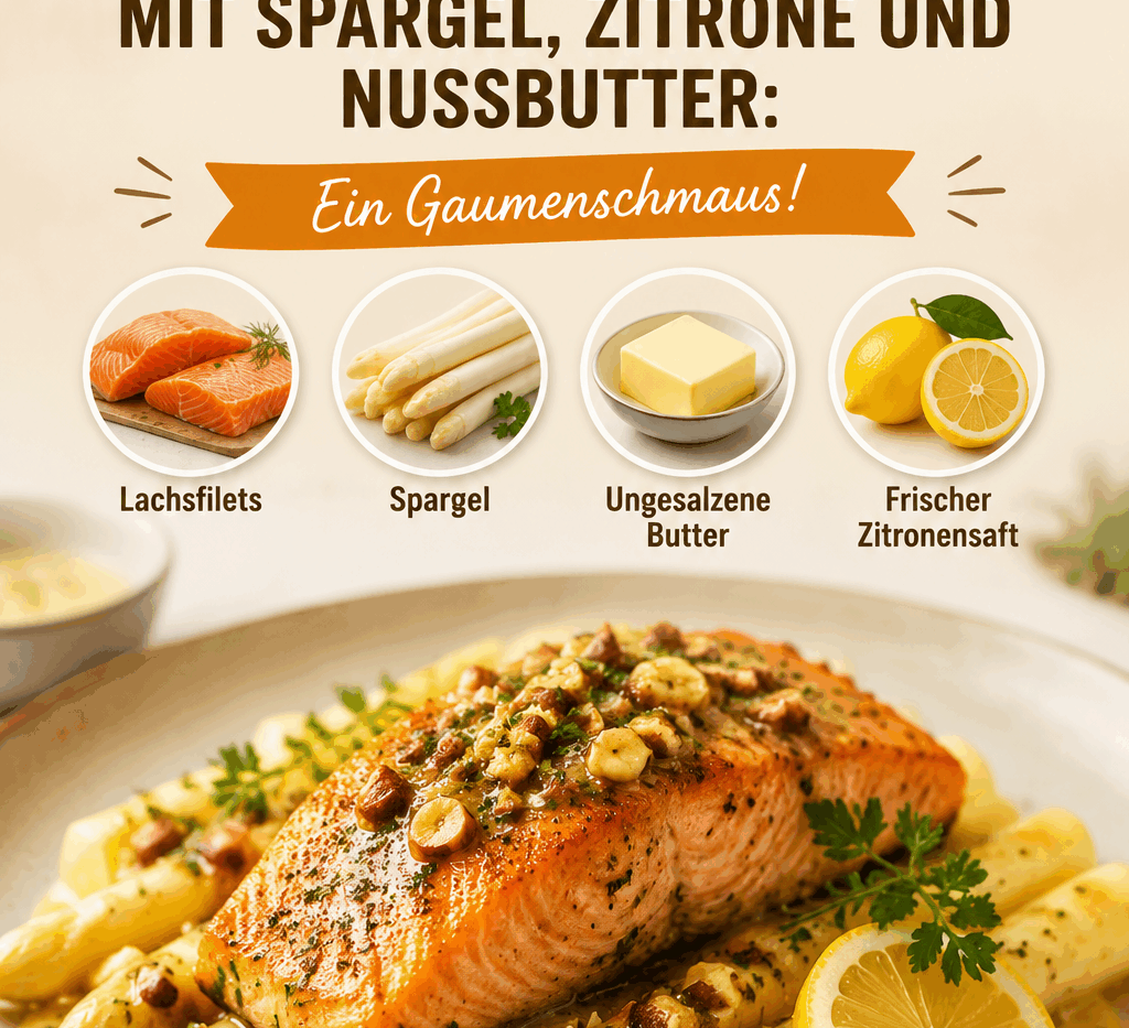 Lachsgenuss mit Spargel, Zitrone und Nussbutter: Ein Gaumenschmaus!