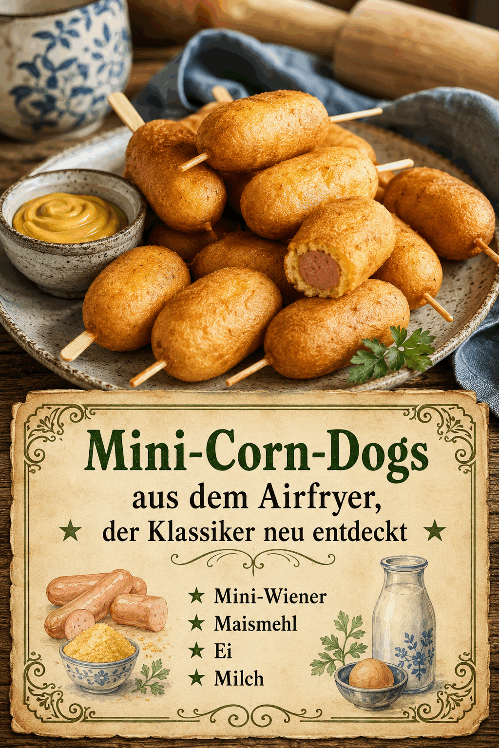 Mini-Corn-Dogs aus dem Airfryer, der Klassiker neu entdeckt
