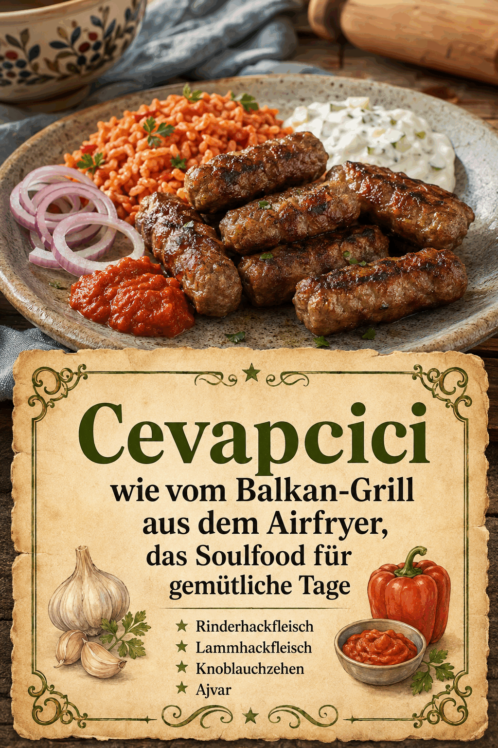 Rinderhackfleisch Lammhackfleisch Knoblauchzehen Ajvar