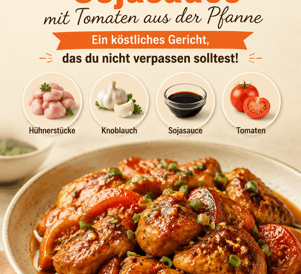 Saftiges Hähnchen in Sojasauce mit Tomaten aus der Pfanne – Ein köstliches Gericht, das du nicht verpassen solltest!