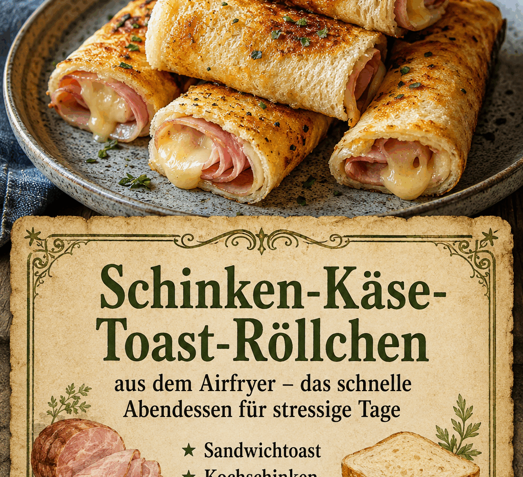 Schinken-Käse-Toast-Röllchen aus dem Airfryer – das schnelle Abendessen für stressige Tage