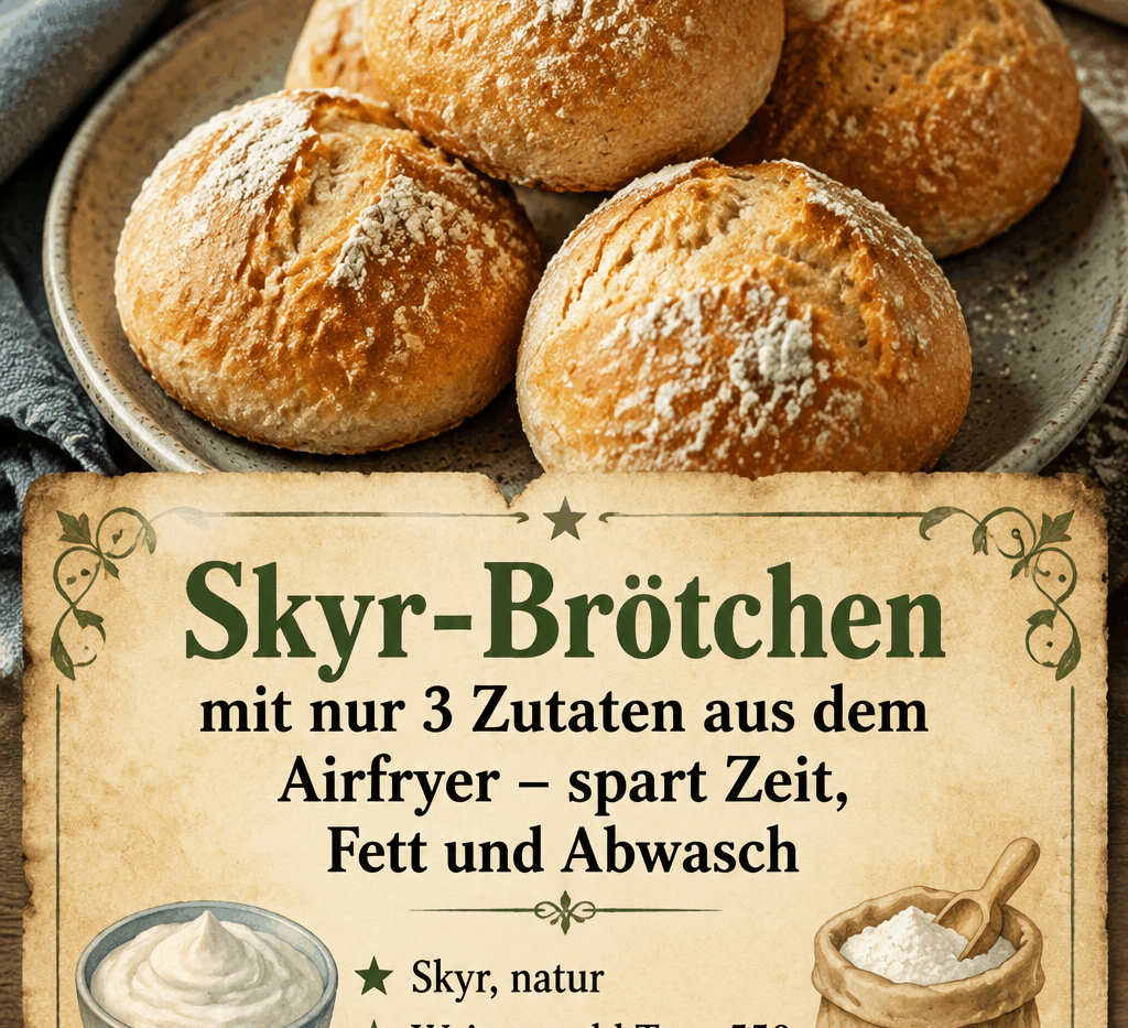 Skyr-Brötchen mit nur 3 Zutaten aus dem Airfryer – spart Zeit, Fett und Abwasch