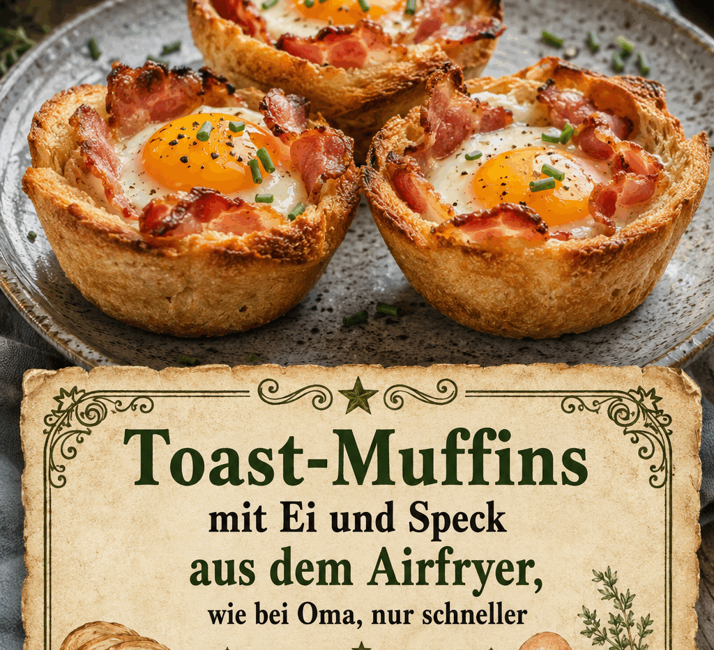Toast-Muffins mit Ei und Speck aus dem Airfryer, wie bei Oma, nur schneller