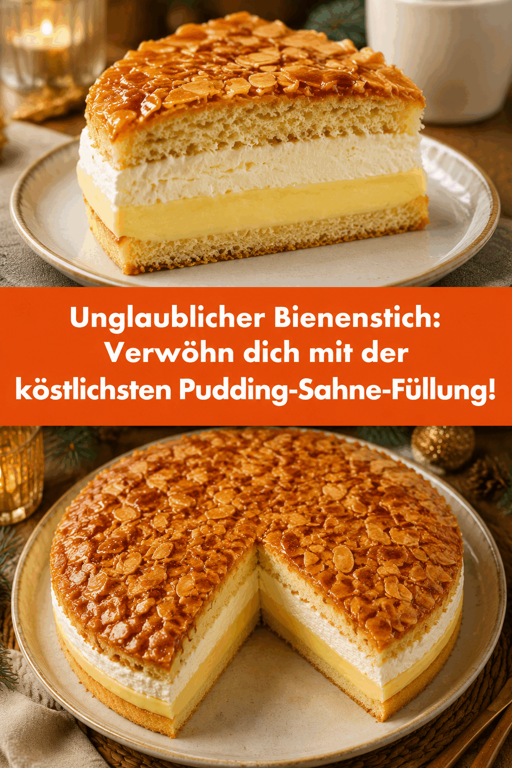 Unglaublicher Bienenstich: Verwöhn dich mit der köstlichsten Pudding-Sahne-Füllung!