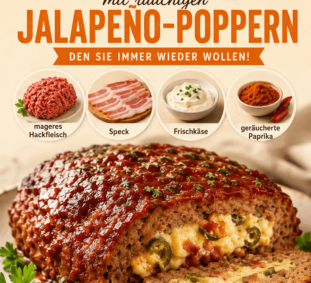 Unglaublicher Hackbraten mit rauchigen Jalapeño-Poppern, den Sie immer wieder wollen!
